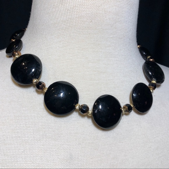 Chunky Black Necklace Earrings Set - Picture 2 of 3